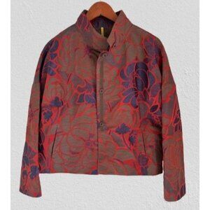 Piazza Sempione Floral Print Cropped Jacket Size 40 Italian Design Nylon Cotton